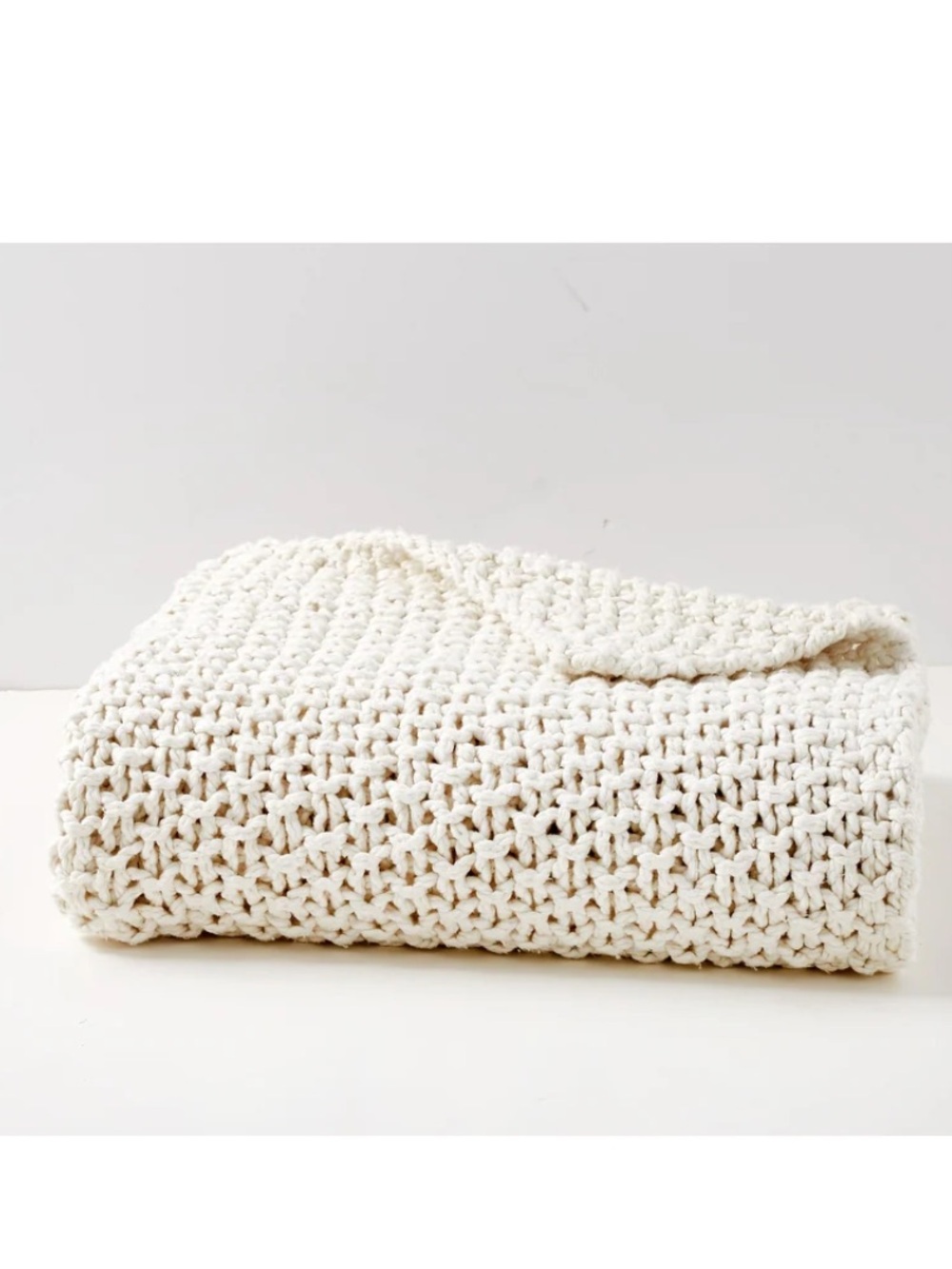 DKNY Pure Chunky Knit Blanket Throw Natural Cream 100% Cotton 50'' x 60'' - Picture 2 of 7
